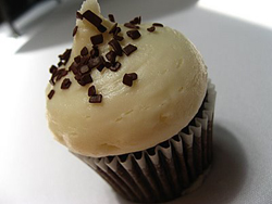 Yummy Cupcakes, Santa Monica - Chocolate Mini Cupcakes with Mocha Buttercream Frosting and Chocolate Sprinkles
