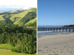 Paso Robles Mountains and Cayucos Beach, Central Coast California