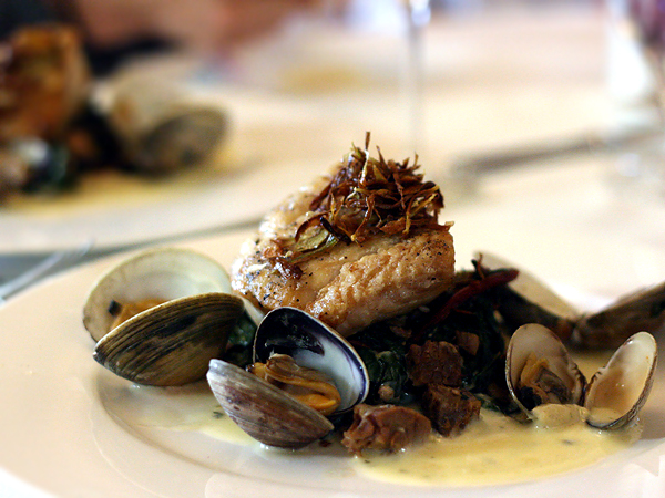 Pelican Hill - sea bass and clams Pelican Hill - sea bass and clams