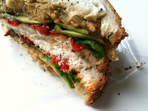 Chickpeas Roasted Red Pepper Onion Confit Sandwich