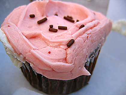 SusieCakes Chocolate Cupcake with Pink Buttercream Frosting