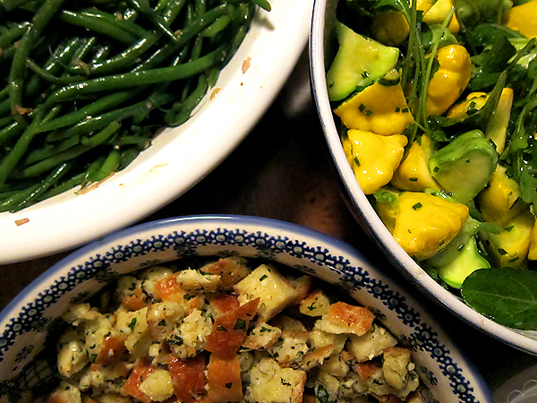 Montevertine Dinner - Green Beans, Squash, Bread Salad