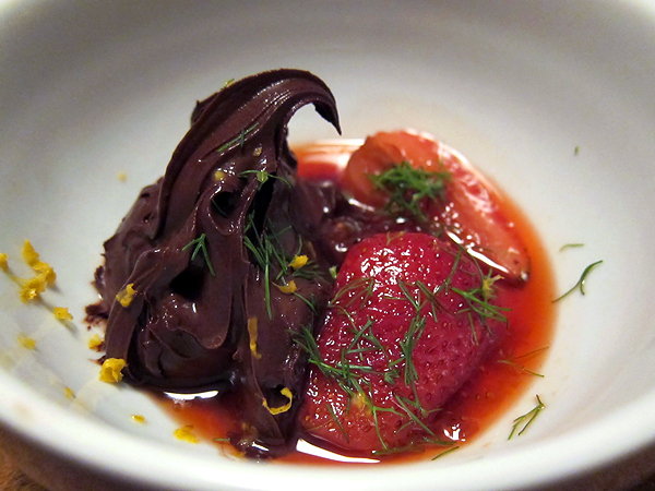 Montevertine Dinner - Chocolate Gelato with Strawberries and Fennel