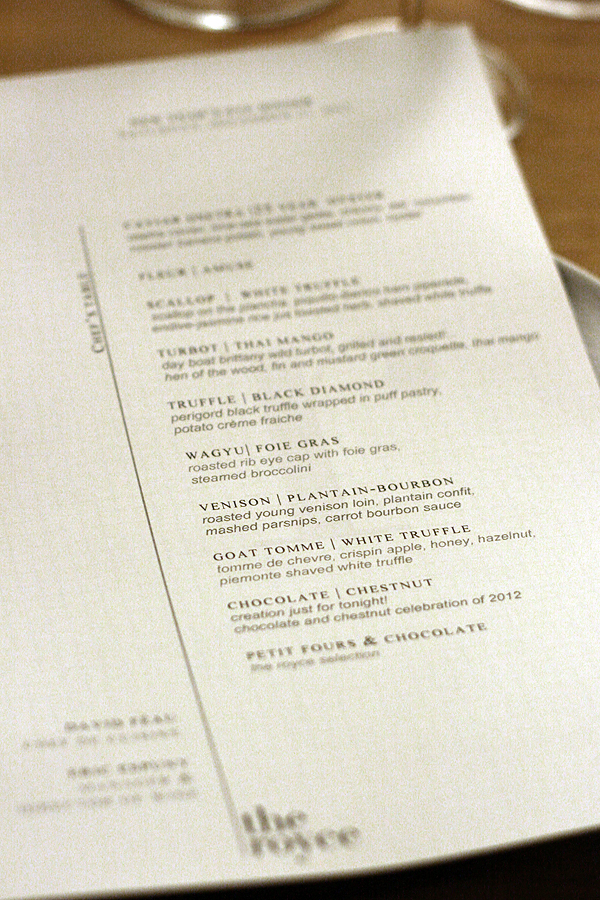 Royce at Langham - tasting menu at the chef's table