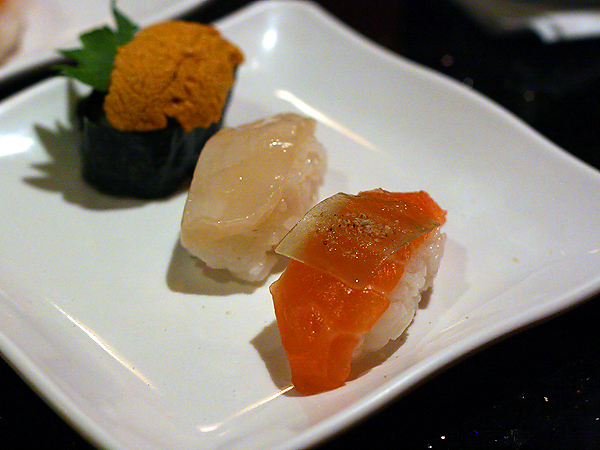 Sushi Park - uni, scallop, salmon sushi