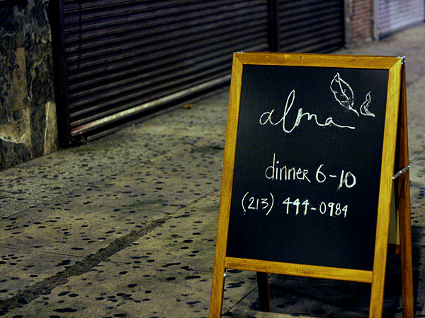 Alma Restaurant, sign