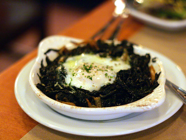spacca restaurant - cavolo nero (kale) with egg