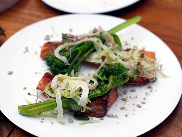 Hinoki and the Bird restaurant - grilled salmon, fennel