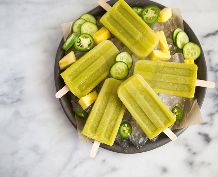 pineapple jalapeno green juice popsicles