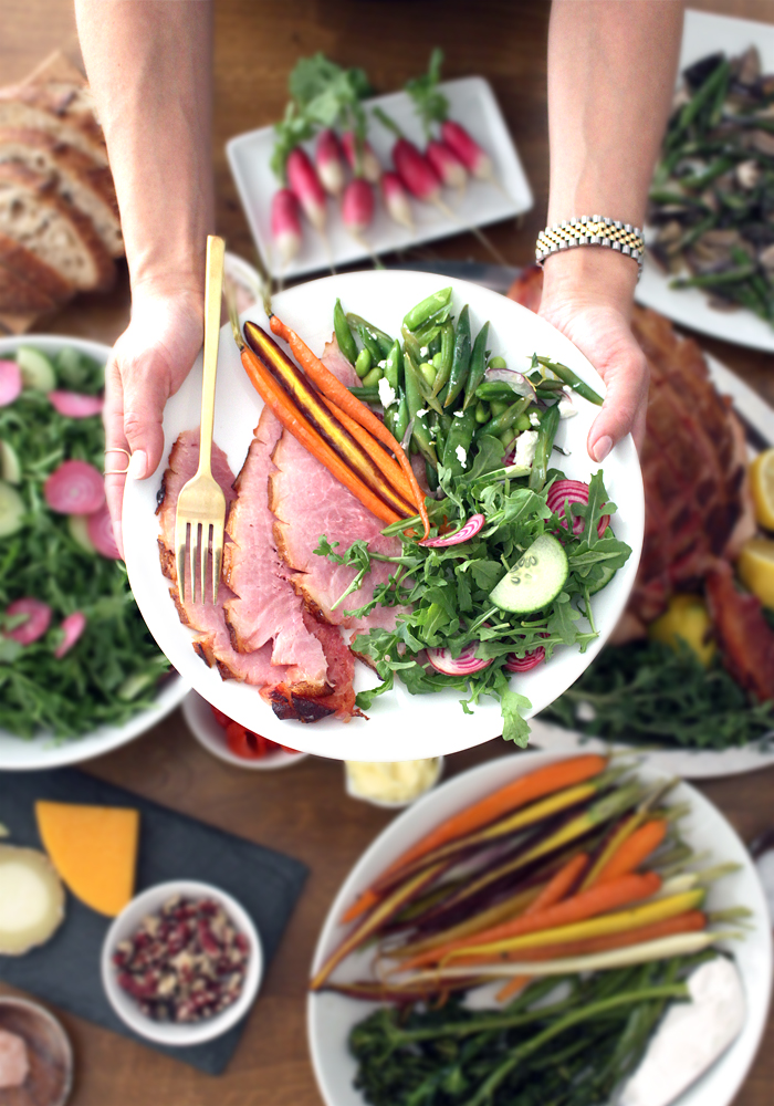 bourbon maple glazed easter ham plate