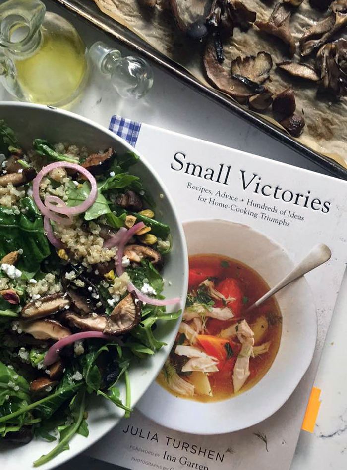 quinoa salad roasted mushrooms small victories cookbook