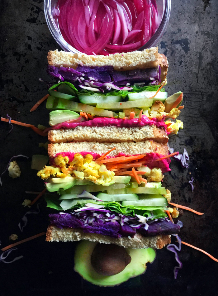 rainbow vegetable sandwich, vegan