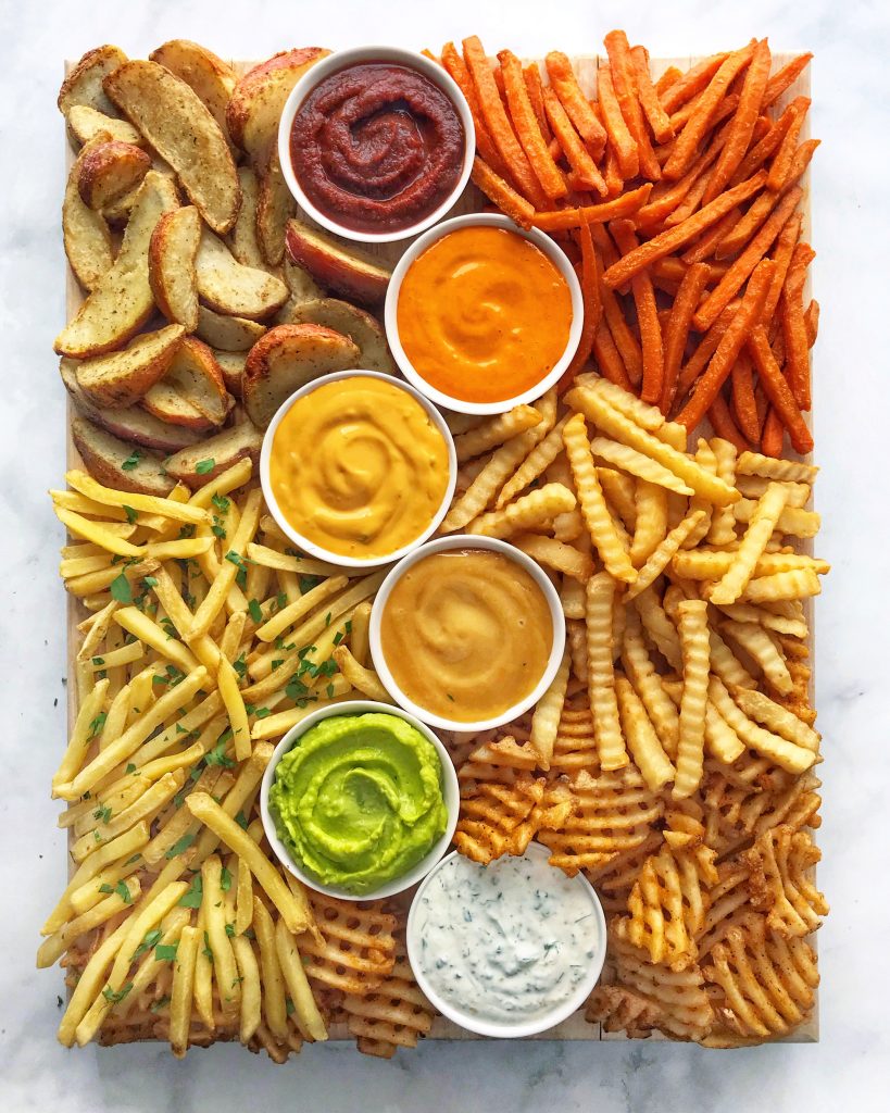 fry board with dips
