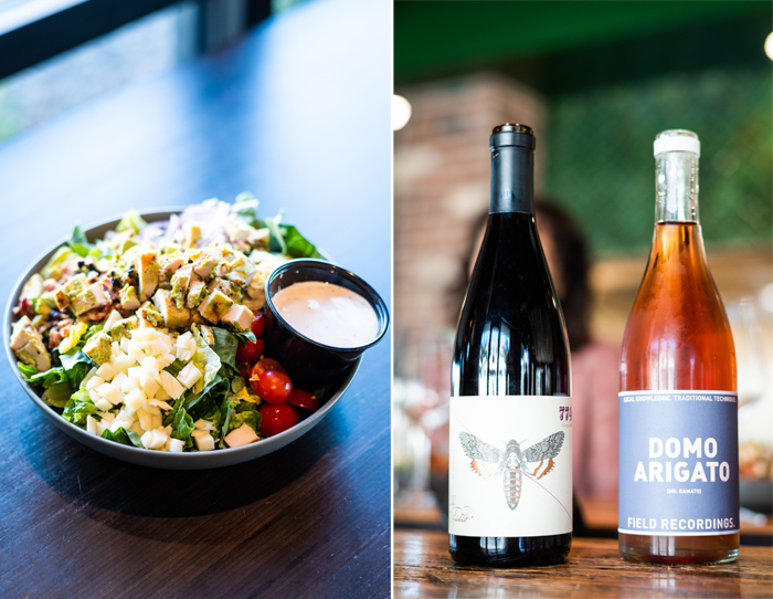 cobb salad, the fableist pinot noir and field recordings domo arigato wines