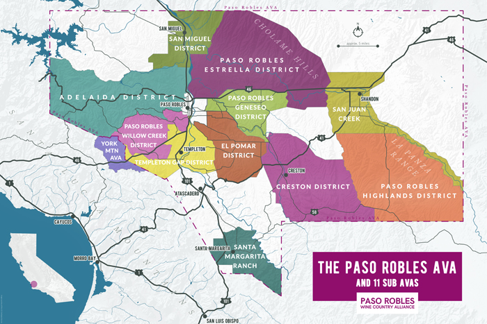 Paso Robles California wine country AVA map